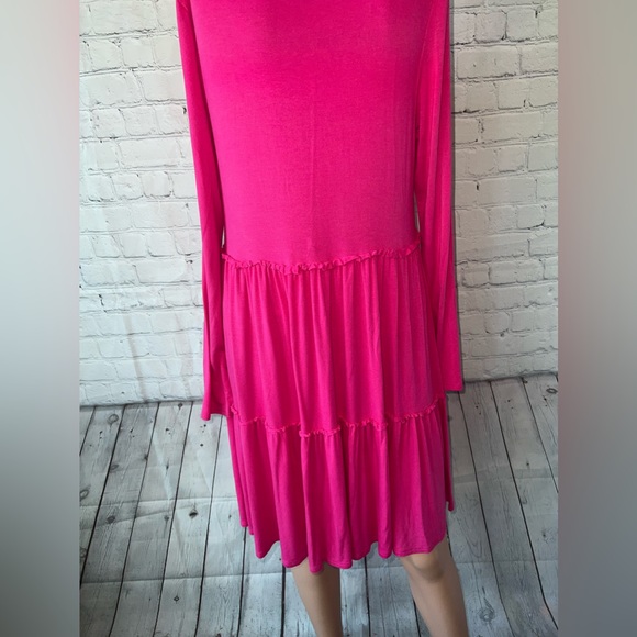 Jolie Hot Pink long sleeve ruffled dress size S - Picture 8 of 8